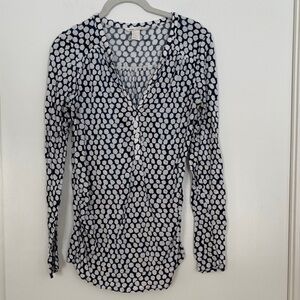 Women's Navy and White Polka Dot Maternity Top